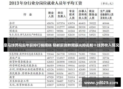 皇马球员税后年薪排行榜揭晓 最新薪资数据曝光排名前十球员收入情况