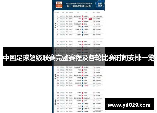 中国足球超级联赛完整赛程及各轮比赛时间安排一览